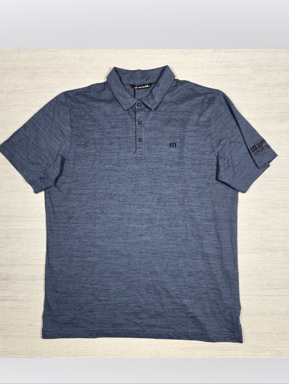 Travis Mathew Flying Tortilla Polo Shirt Mens XL Blue Black Golf Performance